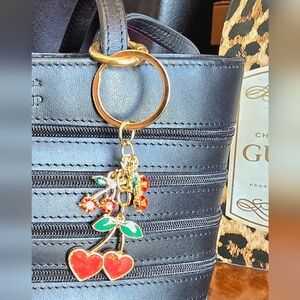 Red Cherry Heart Bag Charm